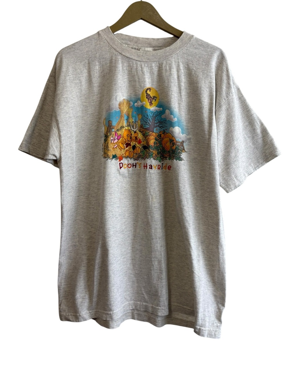 Vintage Disney Store Size XL Gray Poohs Hayride Graphic‎ Tee Shirt Single Stitch